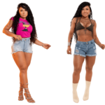 Kit 2 Bermudas Jeans Feminino Destroyed - Sofisticação em Dobro