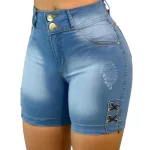 Bermuda Jeans Feminina com Ilhós e Cós Alto Sofisticado - Imagem 3