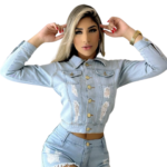 Kit 2 Jaquetas Jeans Destroyed - Duplo Charme Denim - Imagem 7