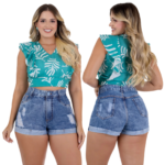 Bermuda Short Feminino Jeans - Luxo e Conforto com Cintura Alta - Jeans Premium da Moda