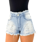 Kit 2 Bermudas Jeans Feminino Destroyed - Sofisticação em Dobro - Imagem 3
