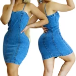 Vestido Jeans Curto Feminino - Azul Claro