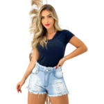 Kit 2 Bermudas Jeans Feminino Destroyed - Sofisticação em Dobro - Imagem 4