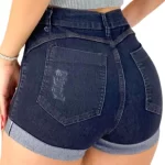 Bermuda Jeans Feminina Lavagem Escura Curta - Cintura Alta e Estilo Sofisticado - Imagem 4