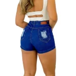 Bermuda Feminina Jeans Destroyed com Zíper - Estilo e Conforto para Mulheres Modernas - Imagem 2