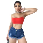 Bermuda Jeans Feminina Azul Curto - Cintura Alta
