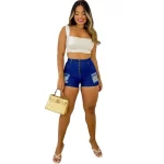 Bermuda Feminina Jeans Destroyed com Zíper - Estilo e Conforto para Mulheres Modernas - Imagem 4